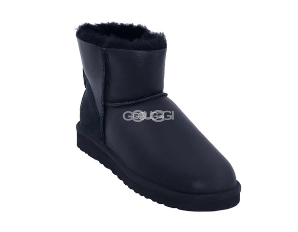 Женские мини угги на молнии Classic Mini ZIP Metallic Black