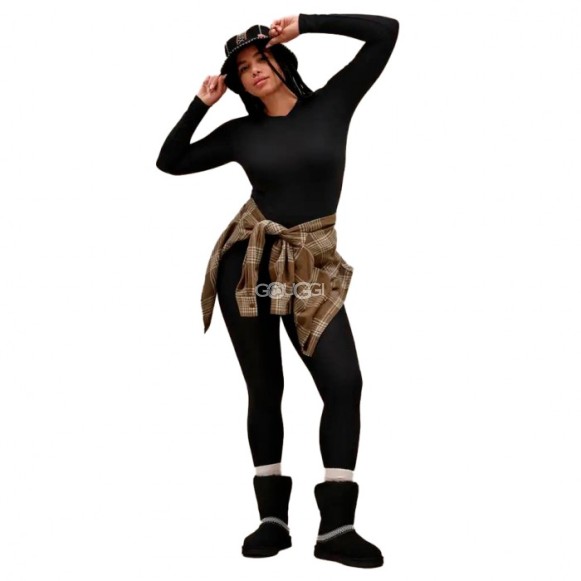 Женские короткие угги Classic Short Crescent - Black