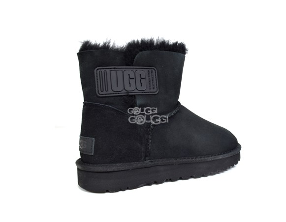 Женские мини угги Mini Bailey Logo Strap Suede Black 