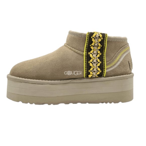 Женские мини угги на платформе Classic Ultra Mini Braid Plat Boot Sand