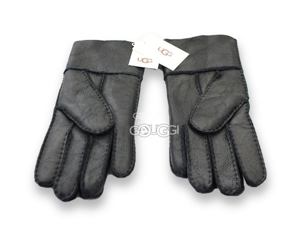 меховые перчатки мужские Leather Black 1