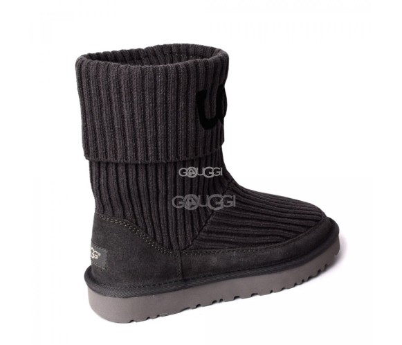 Женские вязаные угги Classic Rib Knit Grey