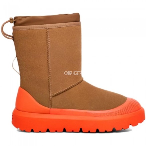 Женские короткие угги с галошами Classic Short Weather Hybrid - Chestnut / Orange