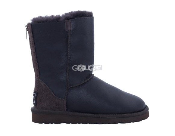 Женские короткие угги на молнии Classic Short ZIP Metallic Chocolate