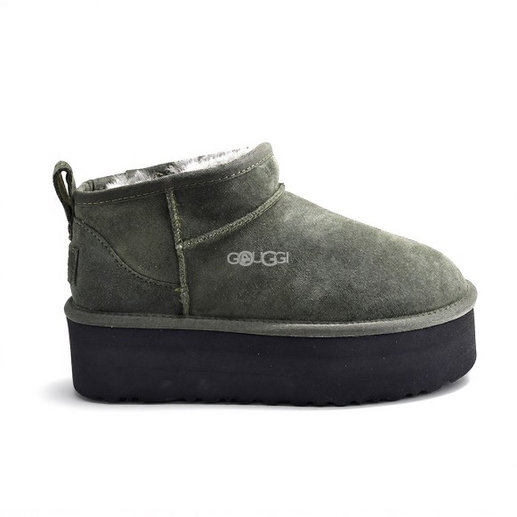 Женские ультра мини угги на платформе Classic Ultra Mini Platform Dark Green